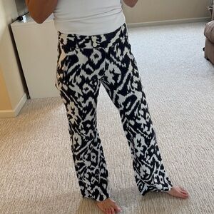 Loft ikat linen blue and White Patterned Pants